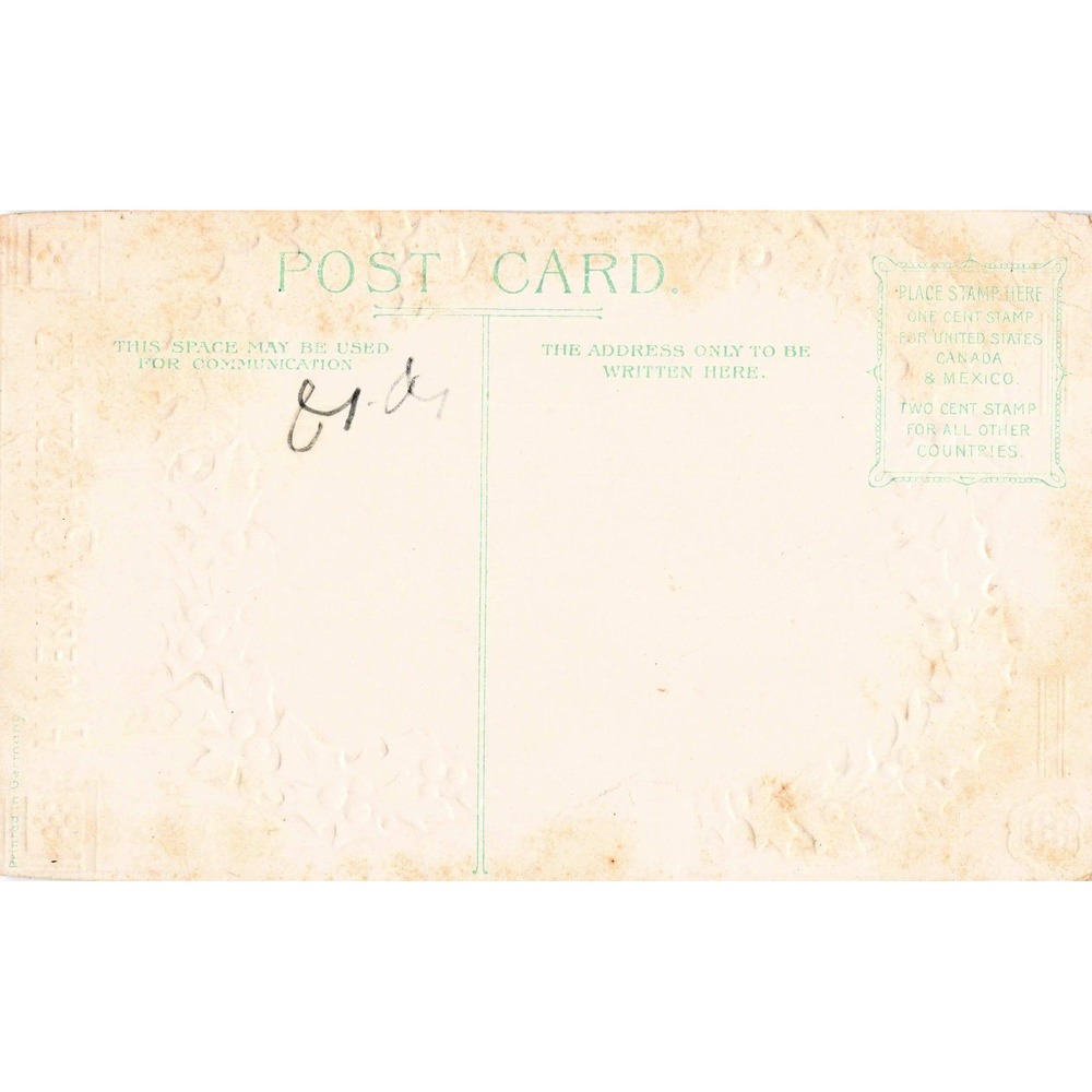 Vintage Embossed Christmas Postcard Angels Holly Wreath Bells Printed in Germany - Picture 2 of 2